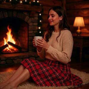 Old Navy High Waist Smocked Tartan Midi Skirt Red Plaid Casual Womens Small
